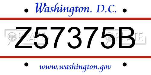Z57375B District Of Columbia License Plate