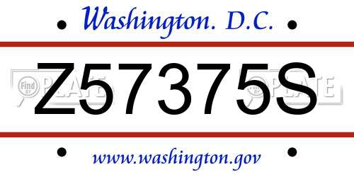 Z57375S District Of Columbia License Plate