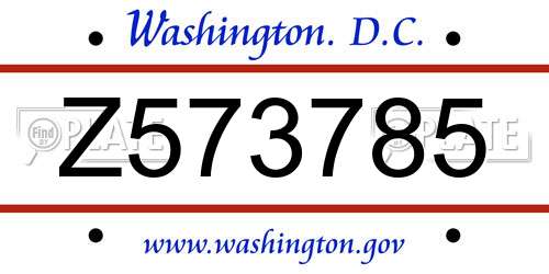 Z573785 District Of Columbia License Plate