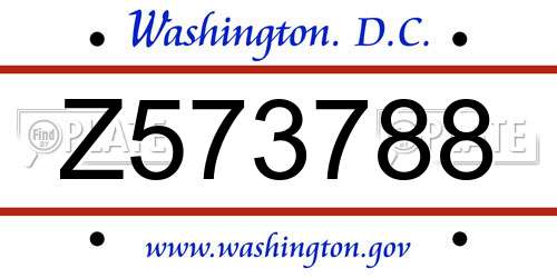 Z573788 District Of Columbia License Plate