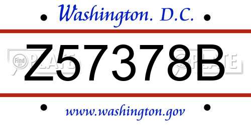 Z57378B District Of Columbia License Plate