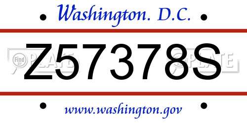 Z57378S District Of Columbia License Plate