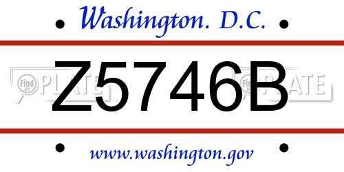 Z5746B District Of Columbia License Plate