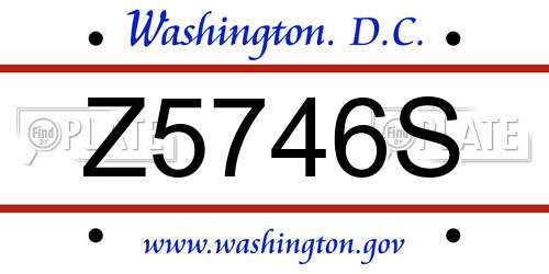 Z5746S District Of Columbia License Plate