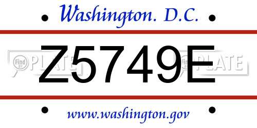 Z5749E District Of Columbia License Plate
