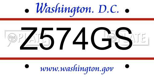 Z574GS District Of Columbia License Plate