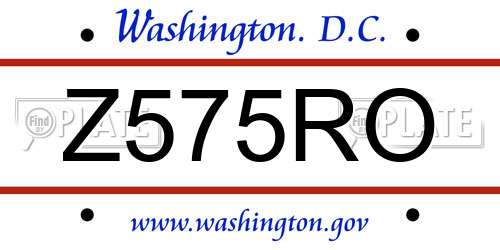 Z575RO District Of Columbia License Plate