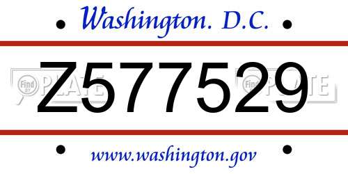 Z577529 District Of Columbia License Plate