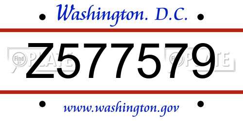 Z577579 District Of Columbia License Plate