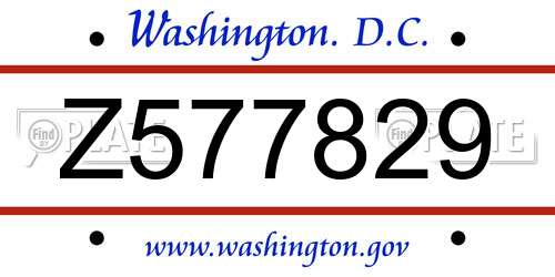 Z577829 District Of Columbia License Plate