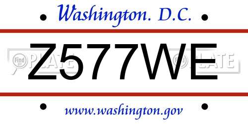 Z577WE District Of Columbia License Plate