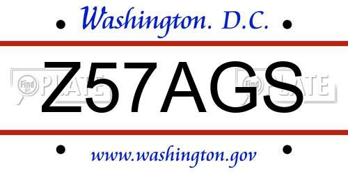 Z57AGS District Of Columbia License Plate