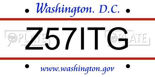 Z57ITG District Of Columbia License Plate