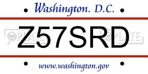 Z57SRD District Of Columbia License Plate