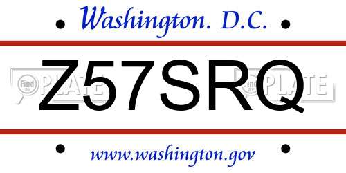 Z57SRQ District Of Columbia License Plate