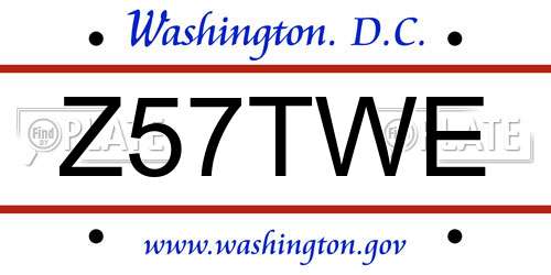 Z57TWE District Of Columbia License Plate