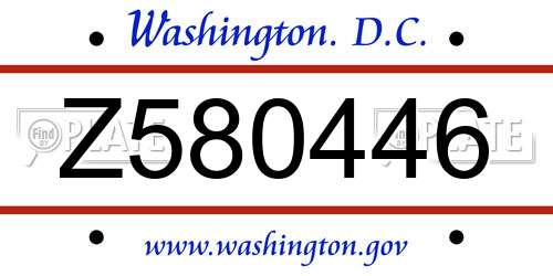 Z580446 District Of Columbia License Plate