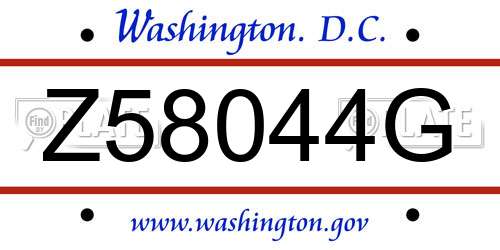 Z58044G District Of Columbia License Plate
