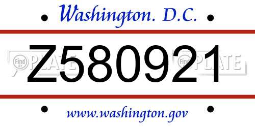 Z580921 District Of Columbia License Plate