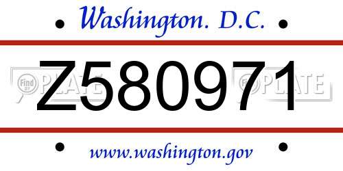 Z580971 District Of Columbia License Plate