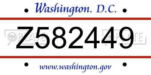 Z582449 District Of Columbia License Plate