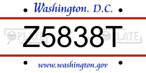 Z5838T District Of Columbia License Plate