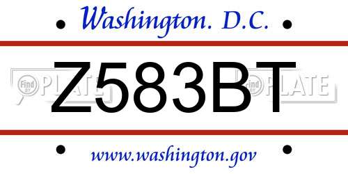 Z583BT District Of Columbia License Plate