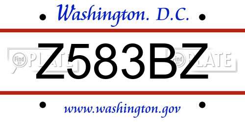 Z583BZ District Of Columbia License Plate
