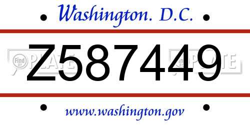 Z587449 District Of Columbia License Plate
