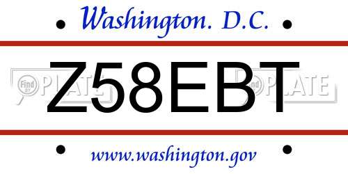 Z58EBT District Of Columbia License Plate