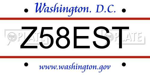 Z58EST District Of Columbia License Plate