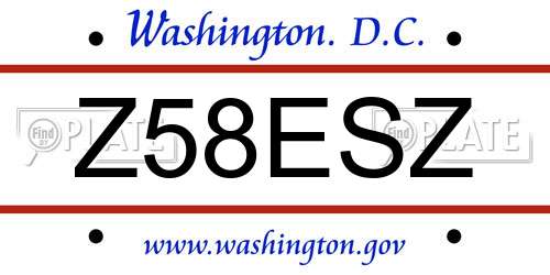 Z58ESZ District Of Columbia License Plate