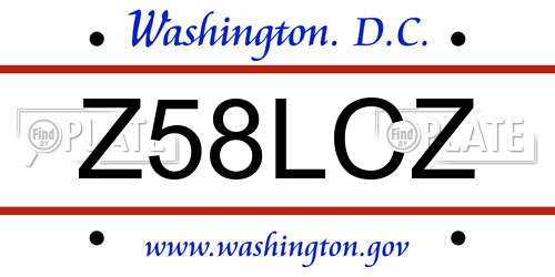 Z58LCZ District Of Columbia License Plate