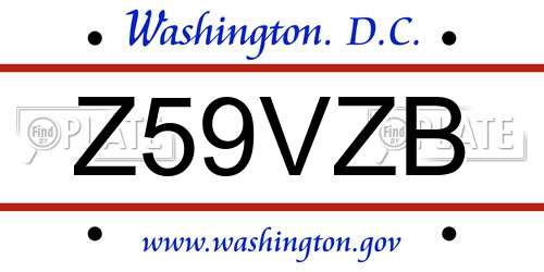 Z59VZB District Of Columbia License Plate