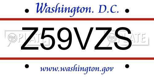 Z59VZS District Of Columbia License Plate