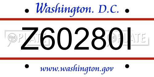 Z60280I District Of Columbia License Plate