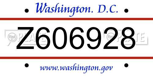 Z606928 District Of Columbia License Plate