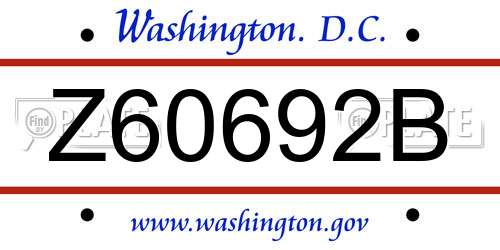 Z60692B District Of Columbia License Plate