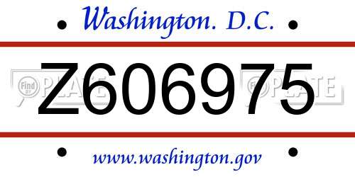 Z606975 District Of Columbia License Plate