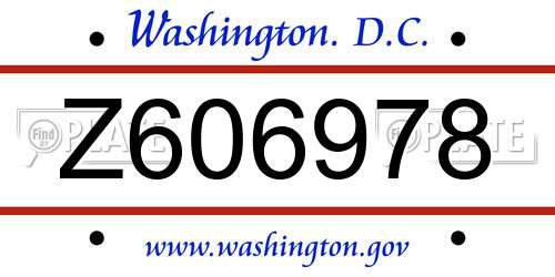 Z606978 District Of Columbia License Plate