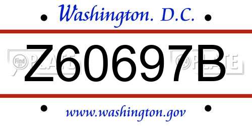 Z60697B District Of Columbia License Plate