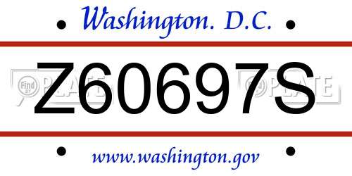 Z60697S District Of Columbia License Plate