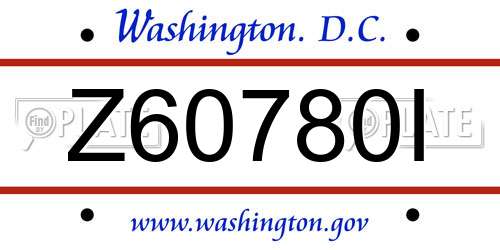 Z60780I District Of Columbia License Plate