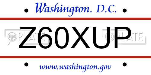 Z60XUP District Of Columbia License Plate
