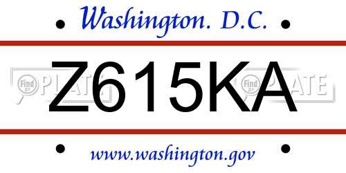 Z615KA District Of Columbia License Plate