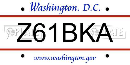 Z61BKA District Of Columbia License Plate