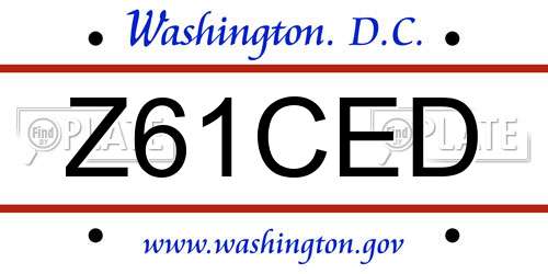 Z61CED District Of Columbia License Plate