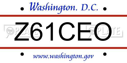 Z61CEO District Of Columbia License Plate