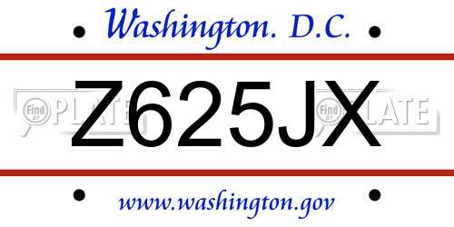 Z625JX District Of Columbia License Plate