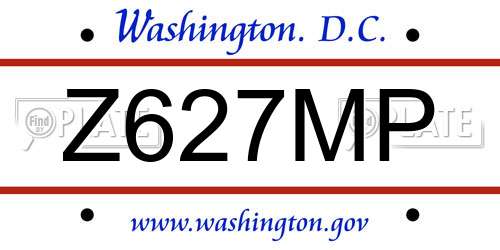 Z627MP District Of Columbia License Plate